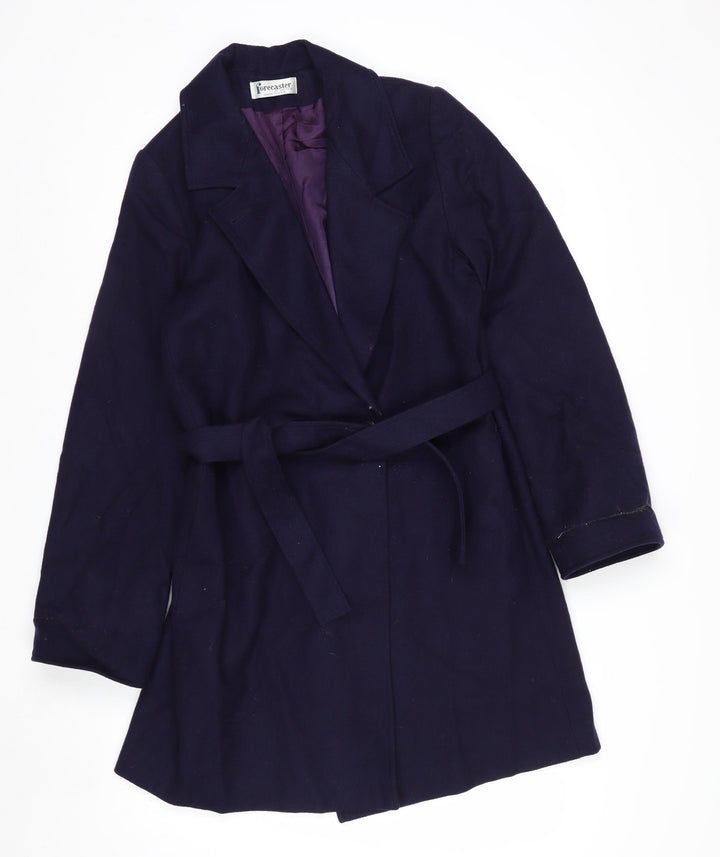 Forecaster of Boston Womens Blue Wool Belted Overcoat Size 6