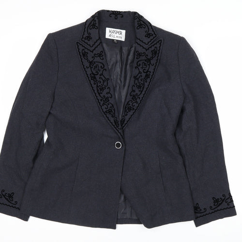 Kasper ASL Petite Black Embroidered Blazer Women’s Size 10