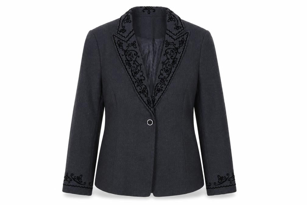Kasper ASL Petite Black Embroidered Blazer Women’s Size 10