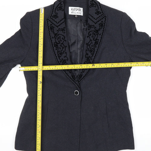 Kasper ASL Petite Black Embroidered Blazer Women’s Size 10