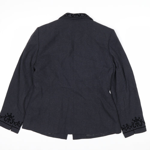 Kasper ASL Petite Black Embroidered Blazer Women’s Size 10