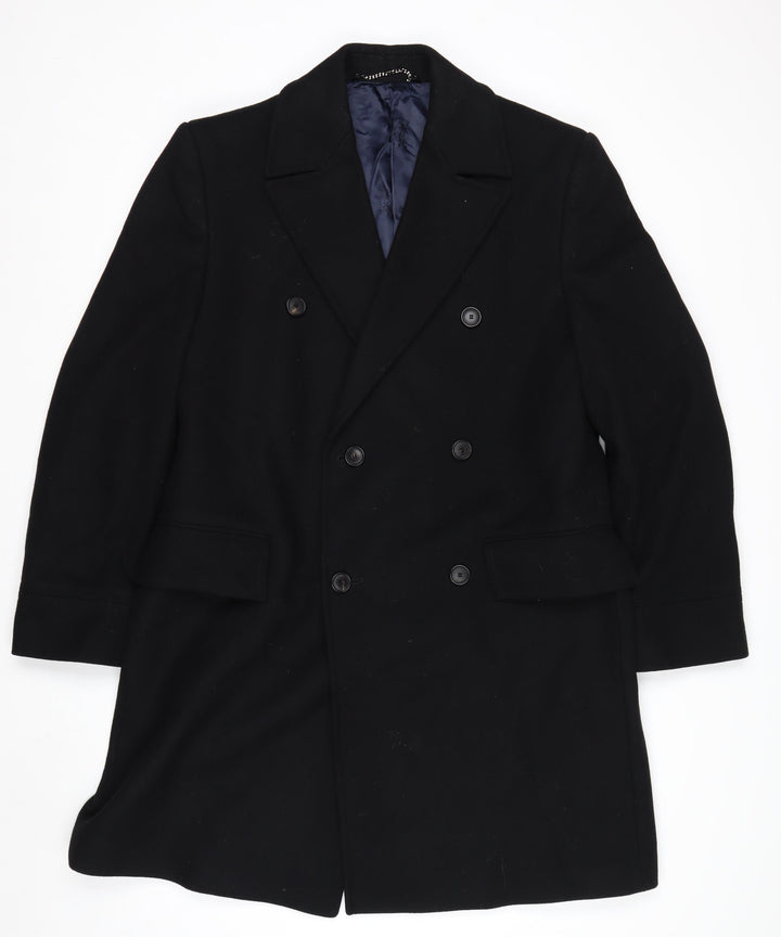 Austin Reed Men's Black Wool Cashmere Pea Coat Size 40R
