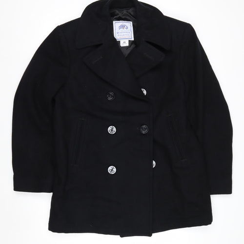 DSCP Quarterdeck Collection Mens Black 40R Pea Coat Wool Blend Classic Style