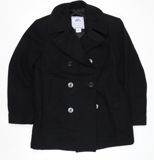 DSCP Quarterdeck Collection Mens Black 40R Pea Coat Wool Blend Classic Style