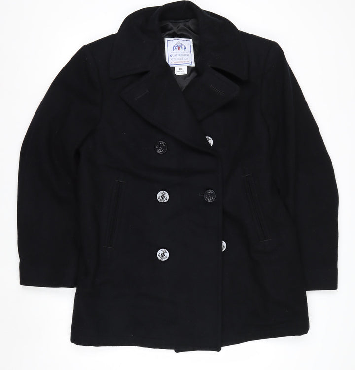 DSCP Quarterdeck Collection Mens Black 40R Pea Coat Wool Blend Classic Style
