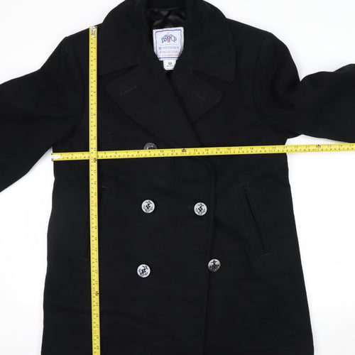 DSCP Quarterdeck Collection Mens Black 40R Pea Coat Wool Blend Classic Style
