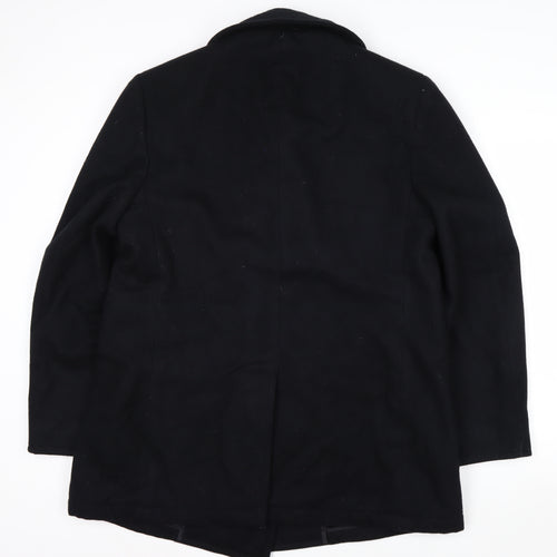 DSCP Quarterdeck Collection Mens Black 40R Pea Coat Wool Blend Classic Style