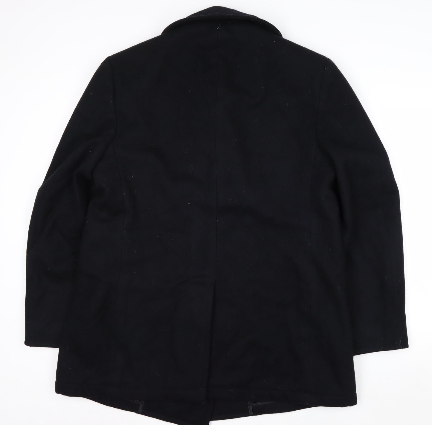 DSCP Quarterdeck Collection Mens Black 40R Pea Coat Wool Blend Classic Style