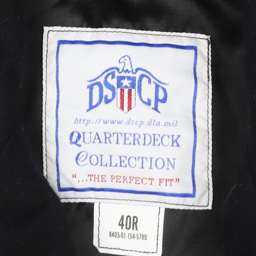 DSCP Quarterdeck Collection Mens Black 40R Pea Coat Wool Blend Classic Style