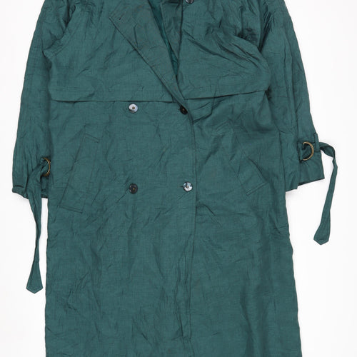 J.Gallery Women's Green Long Belted Trench Coat Size 12