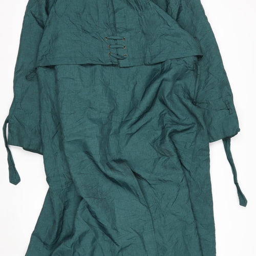 J.Gallery Women's Green Long Belted Trench Coat Size 12
