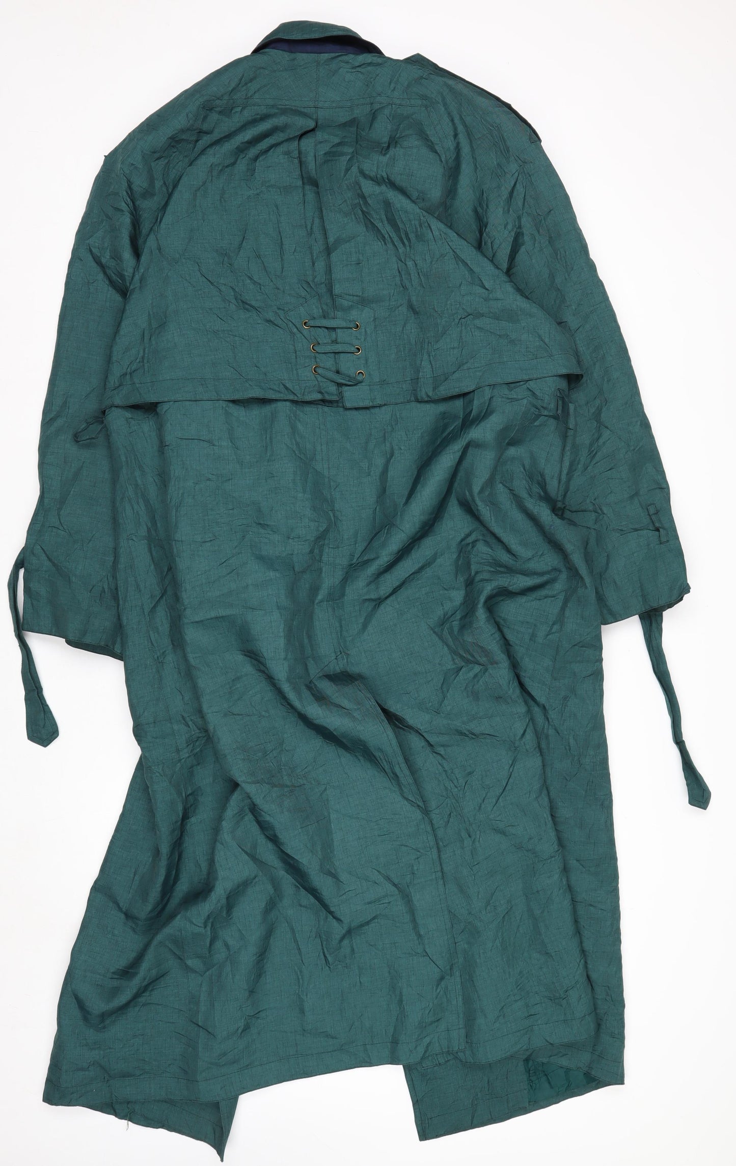 J.Gallery Women's Green Long Belted Trench Coat Size 12