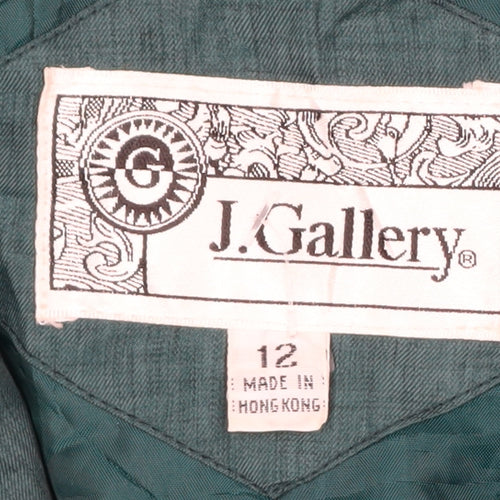 J.Gallery Women's Green Long Belted Trench Coat Size 12
