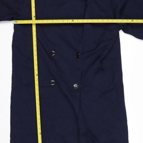 Larry Levine Women's Blue Long Trench Coat Size 12 Classic Style