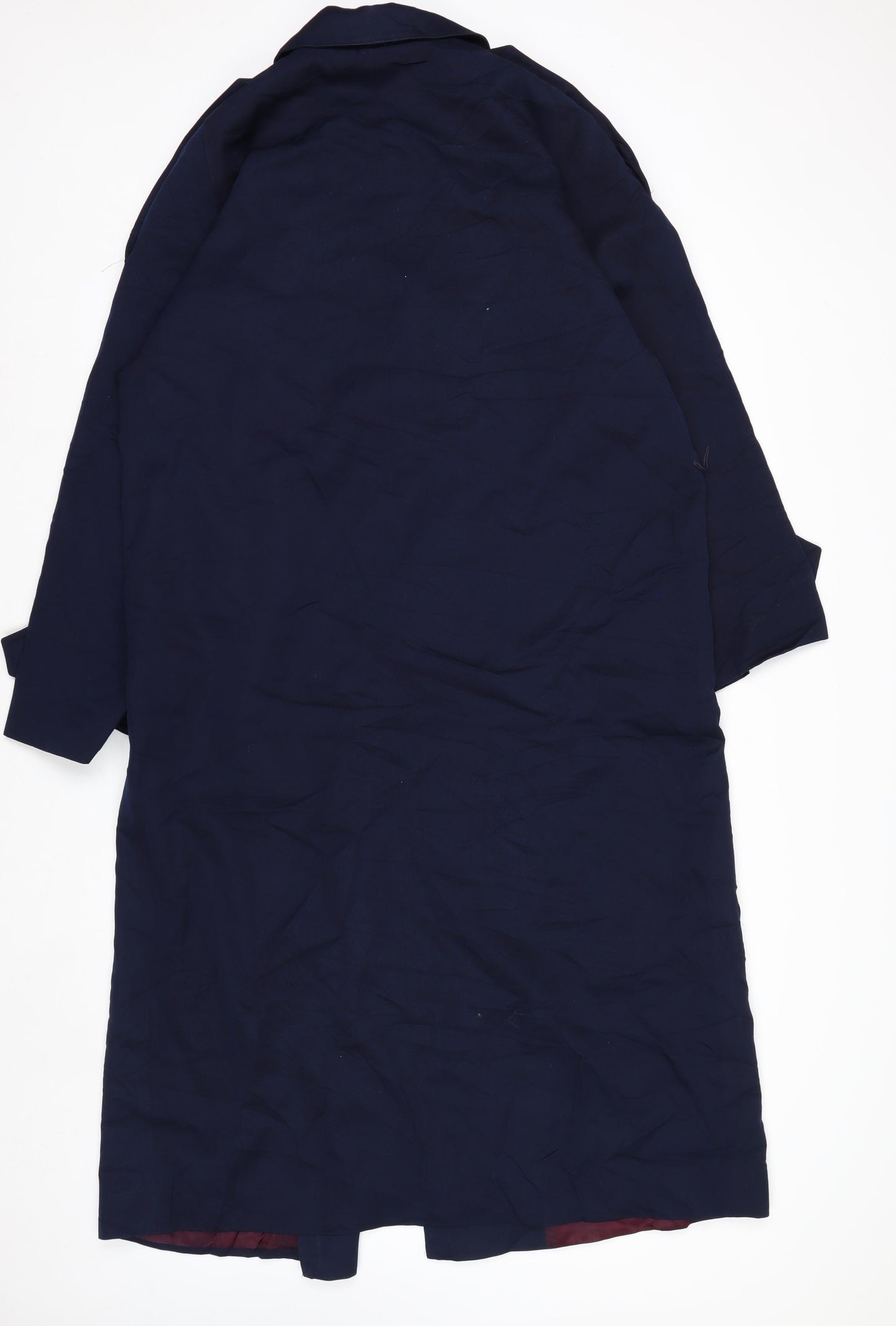 Larry Levine Women's Blue Long Trench Coat Size 12 Classic Style