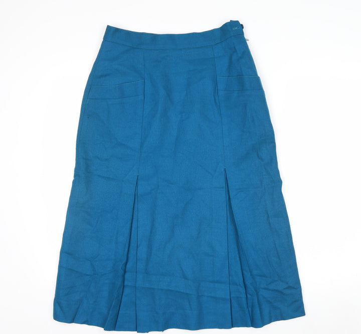 Austin Reed Women's Blue Wool A-Line Midi Skirt Size 14