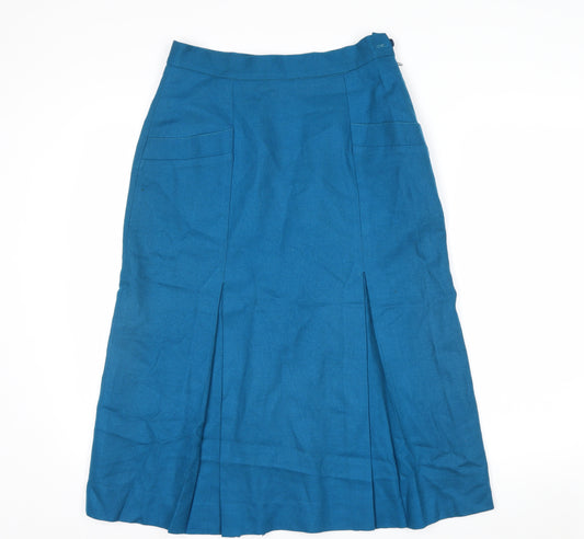 Austin Reed Women's Blue Wool A-Line Midi Skirt Size 14