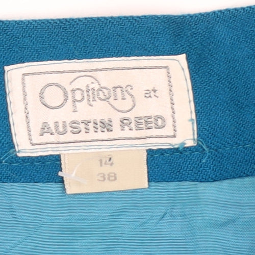 Austin Reed Women's Blue Wool A-Line Midi Skirt Size 14