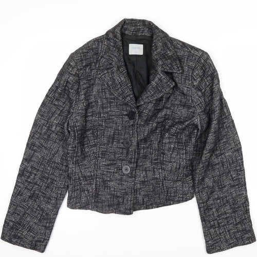 Oasis Women Black Tweed Cropped Blazer Jacket Size 16 Regular