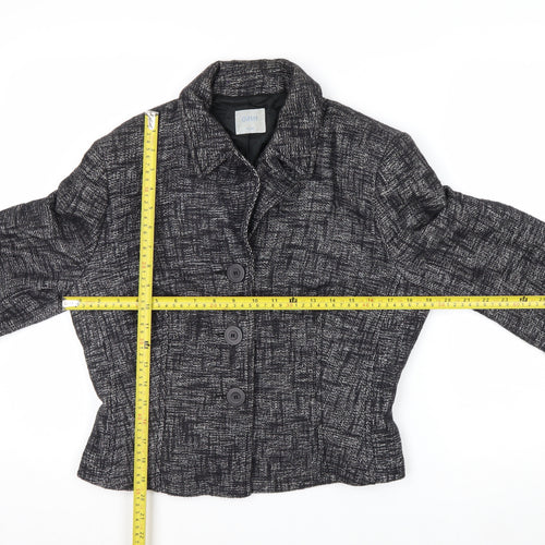 Oasis Women Black Tweed Cropped Blazer Jacket Size 16 Regular