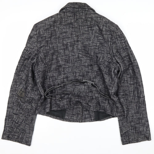 Oasis Women Black Tweed Cropped Blazer Jacket Size 16 Regular