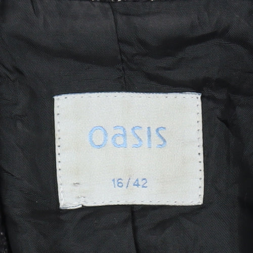 Oasis Women Black Tweed Cropped Blazer Jacket Size 16 Regular
