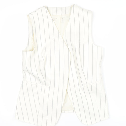 Marks and Spencer Women Ivory Striped Sleeveless Wrap Blouse UK 12