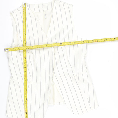 Marks and Spencer Women Ivory Striped Sleeveless Wrap Blouse UK 12