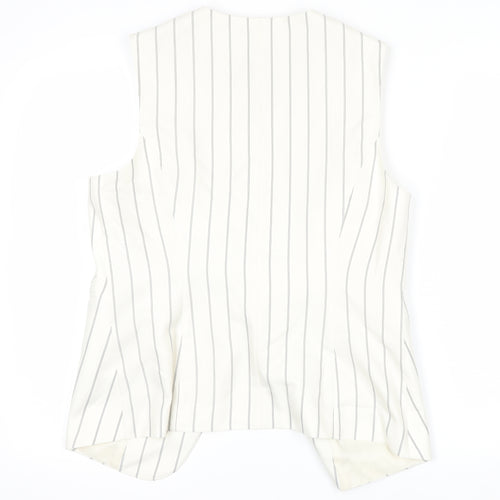 Marks and Spencer Women Ivory Striped Sleeveless Wrap Blouse UK 12