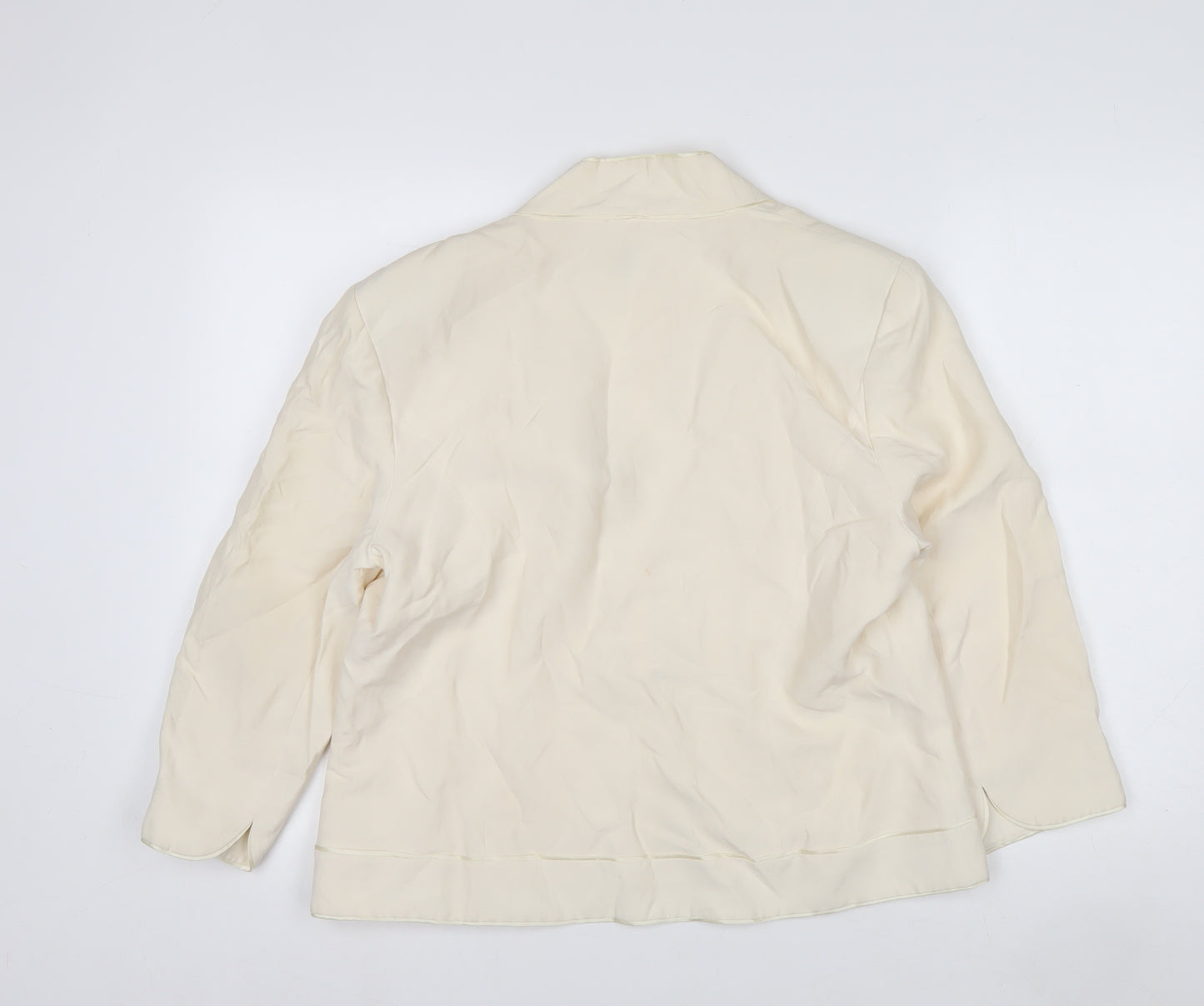 CC Women’s Ivory Silk Linen Blazer Size 16 Shawl Collar One Button