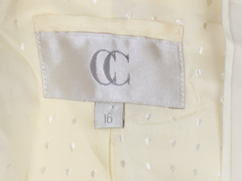 CC Women’s Ivory Silk Linen Blazer Size 16 Shawl Collar One Button