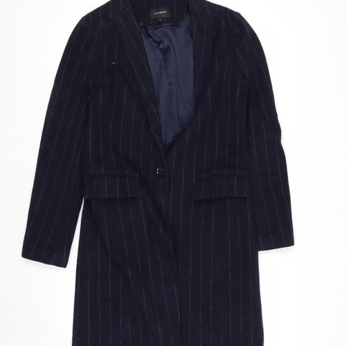 Marks and Spencer Women Black Wool Blend Striped Blazer Size 8