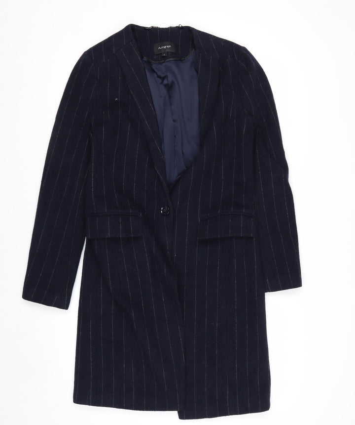 Marks and Spencer Women Black Wool Blend Striped Blazer Size 8