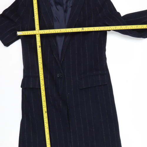 Marks and Spencer Women Black Wool Blend Striped Blazer Size 8