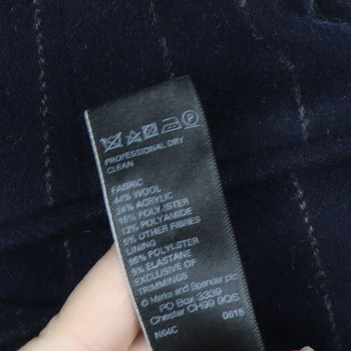 Marks and Spencer Women Black Wool Blend Striped Blazer Size 8