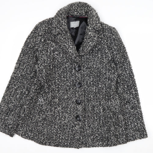 Marks and Spencer Per Una Women Grey Wool Blend Button Coat Size 16