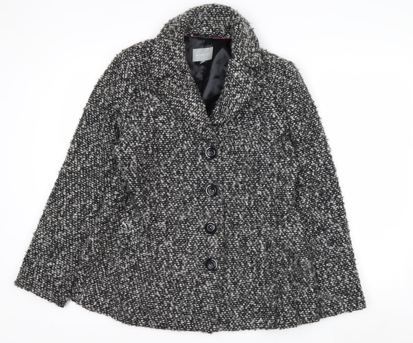 Marks and Spencer Per Una Women Grey Wool Blend Button Coat Size 16