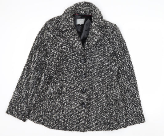 Marks and Spencer Per Una Women Grey Wool Blend Button Coat Size 16