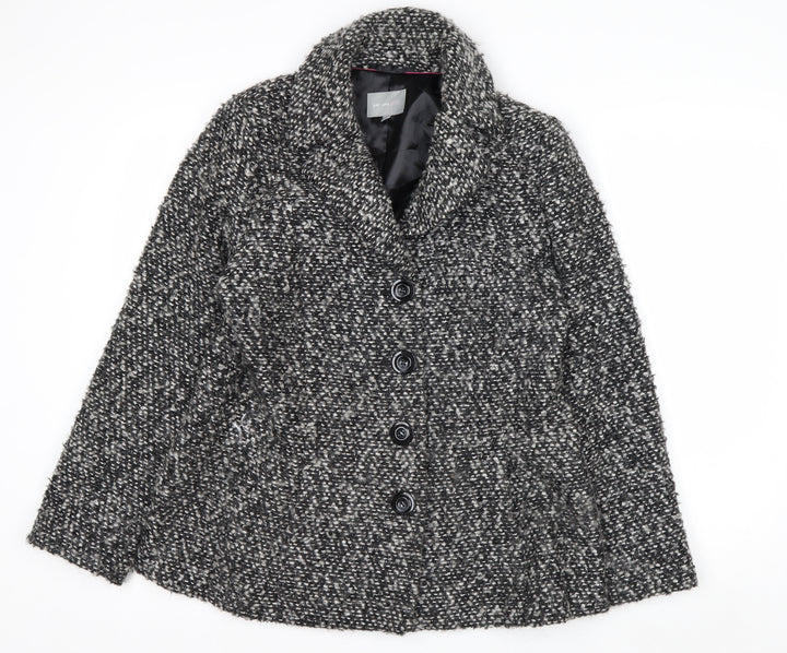 Marks and Spencer Per Una Women Grey Wool Blend Button Coat Size 16