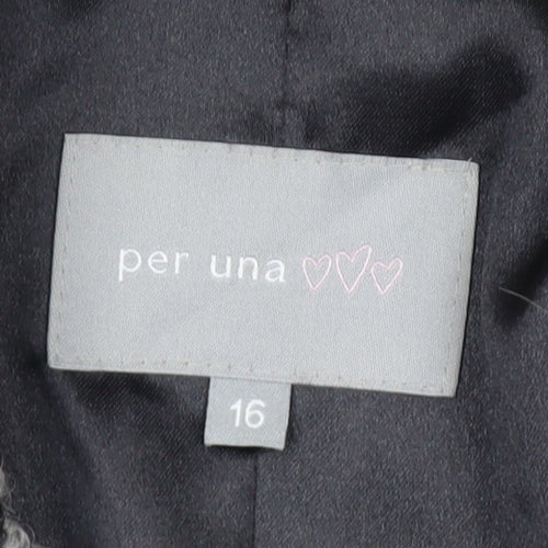 Marks and Spencer Per Una Women Grey Wool Blend Button Coat Size 16