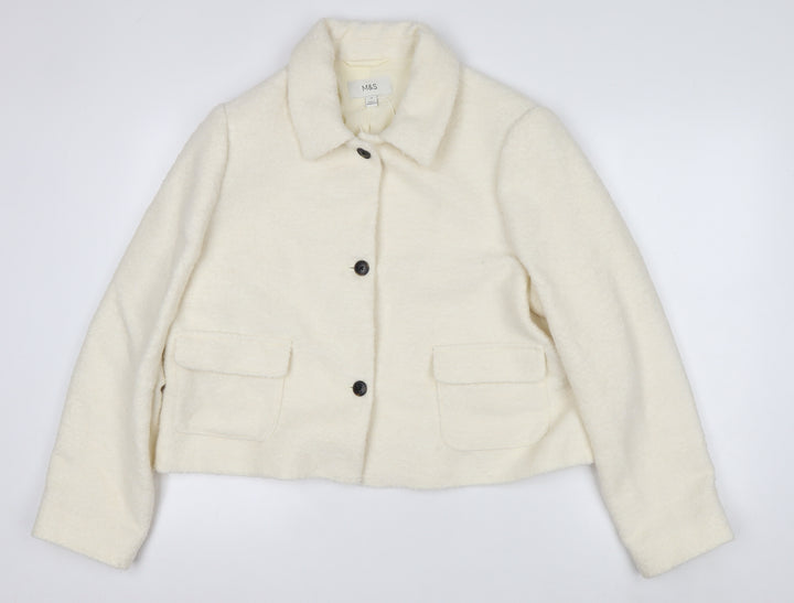 Marks and Spencer Women Ivory Wool Blend Short Jacket Size 18