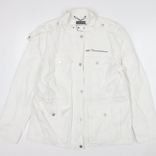 Mint Velvet Women's White Size 14 Military Jacket Cotton Blend