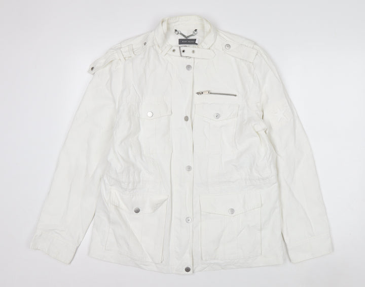 Mint Velvet Women's White Size 14 Military Jacket Cotton Blend