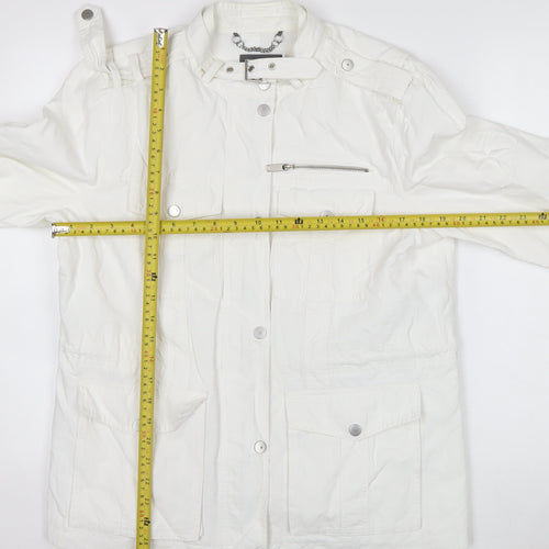 Mint Velvet Women's White Size 14 Military Jacket Cotton Blend