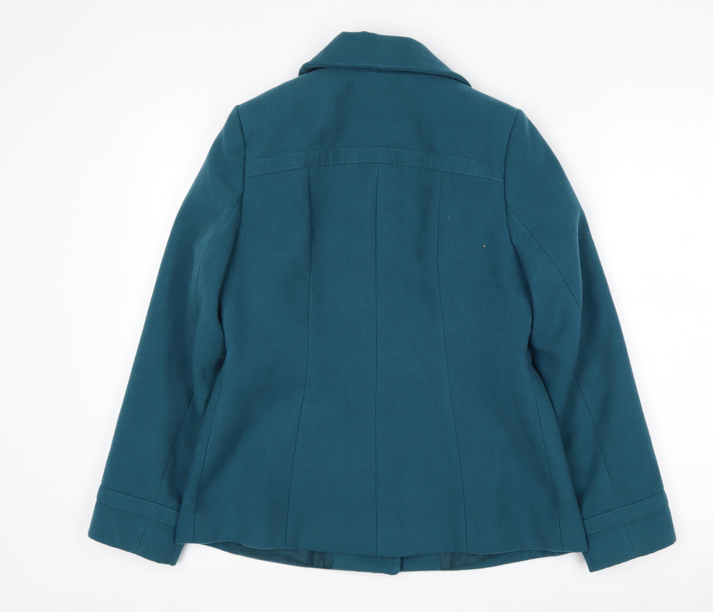BHS Petite Women's Blue Pea Coat Size 10 Button Mid-Length Jacket