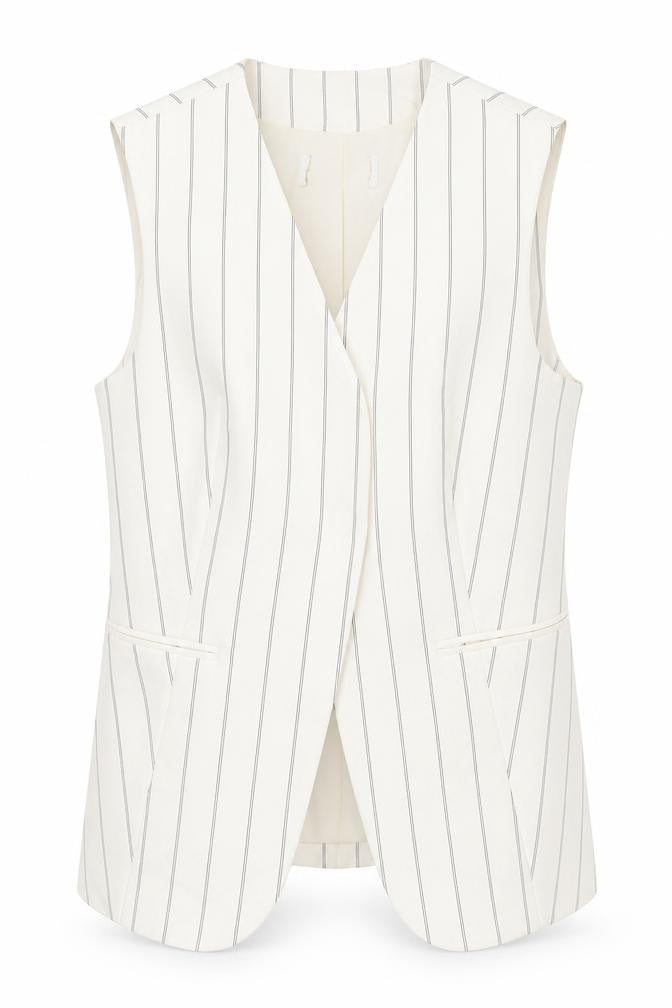 Marks and Spencer Womens Ivory Striped Sleeveless Tunic Blouse UK 6