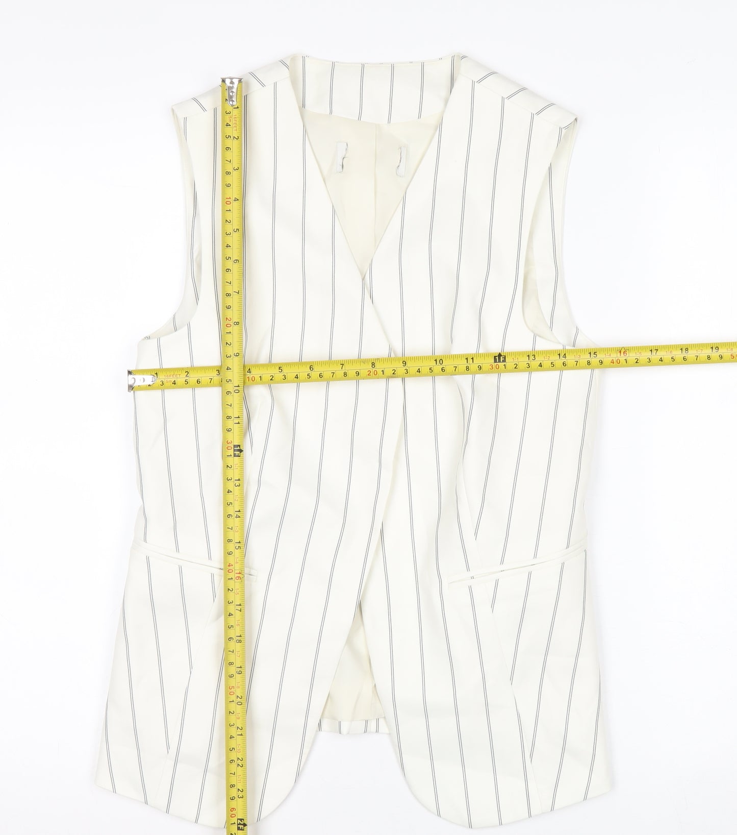 Marks and Spencer Womens Ivory Striped Sleeveless Tunic Blouse UK 6