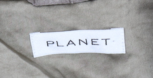 Planet Womens Beige Linen-Blend Single-Breasted Blazer Jacket Size 12