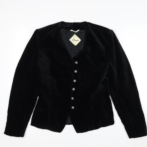 Birgitta Womens Black Velvet Tailored Blazer Size 10 Classic Elegant