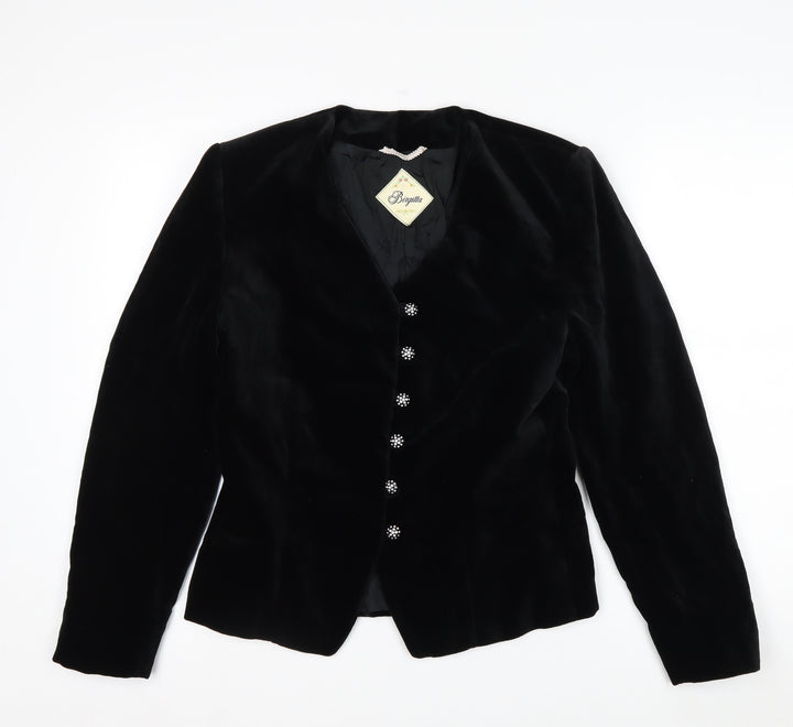 Birgitta Womens Black Velvet Tailored Blazer Size 10 Classic Elegant